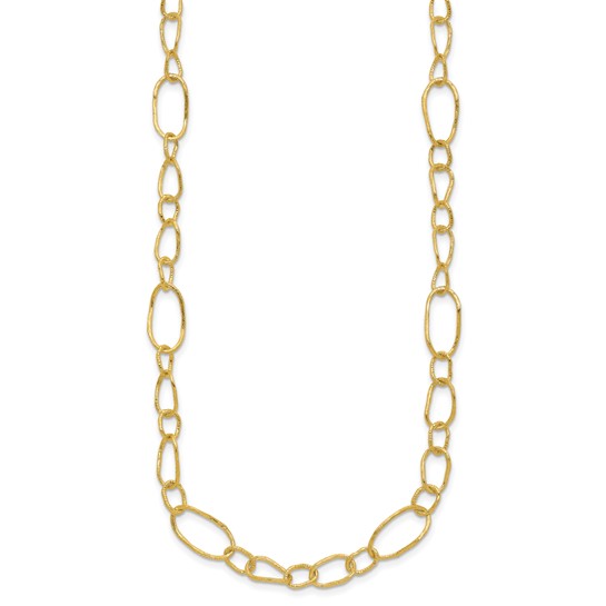 18K Yellow Gold Texture Link Necklace